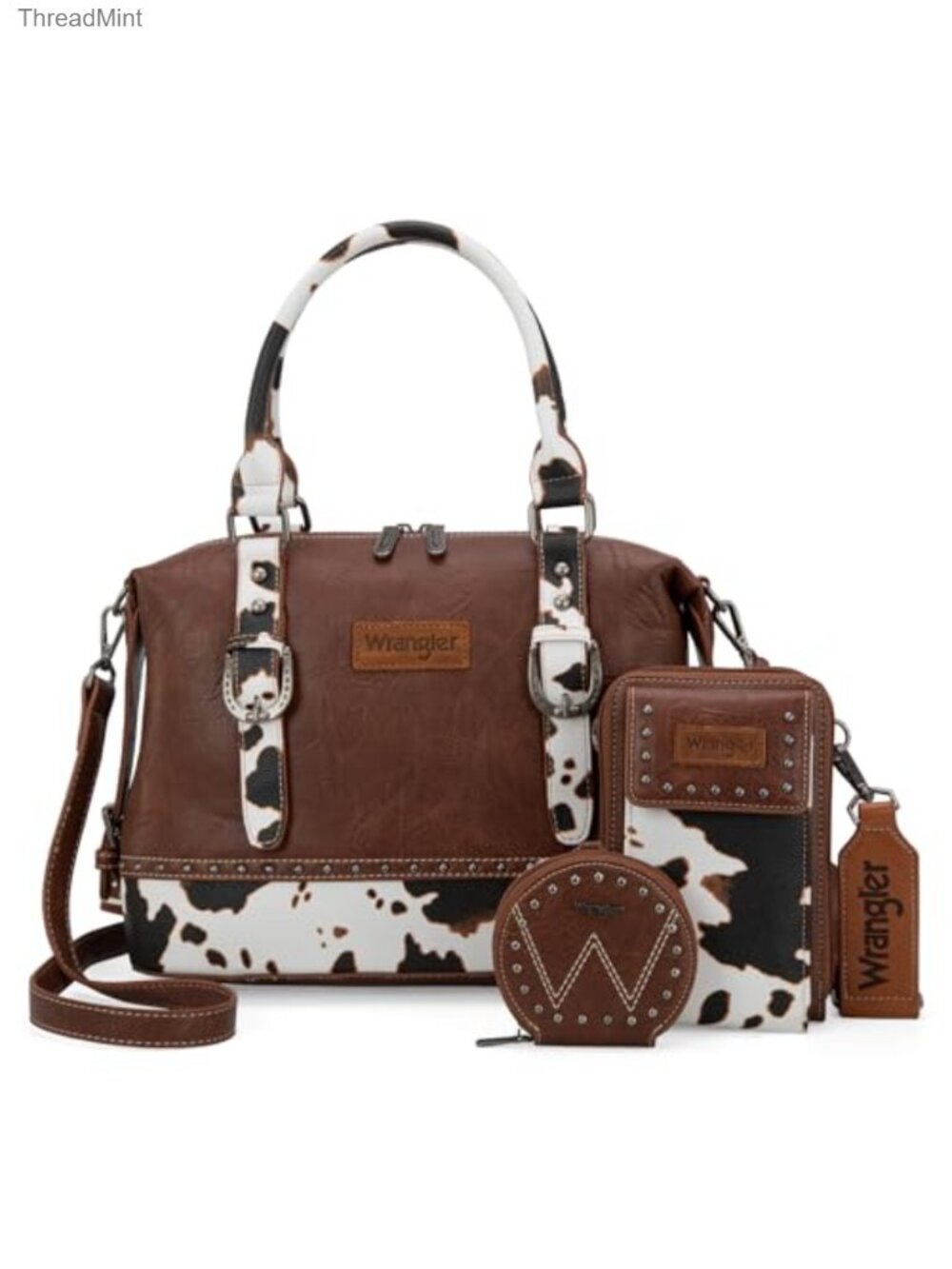 Faux Leather Doctor Bag Set Top Handle Satchel Crossbody 3pc